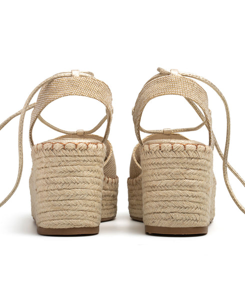 Alpargata Plataforma Cuña Lace Up Oro 7250